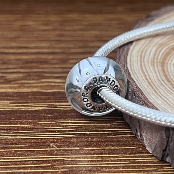 Murano Glass White Bead Charm - Picture 4 of 5